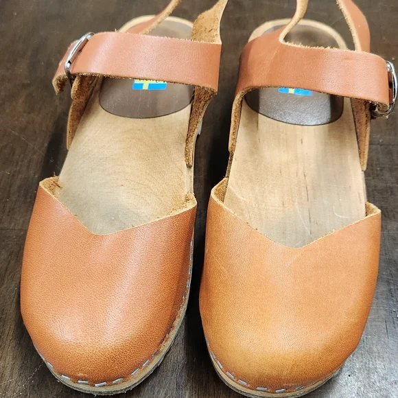 MIA Sofia Brown Leather Mules with Strap - Picture 5 of 6